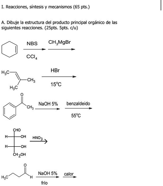 SOLVED: A. Draw the structure of the organic main product of the ...