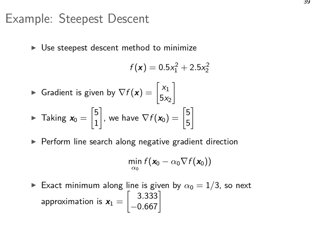 Solved The steepest descent method for minimize f(x) is the