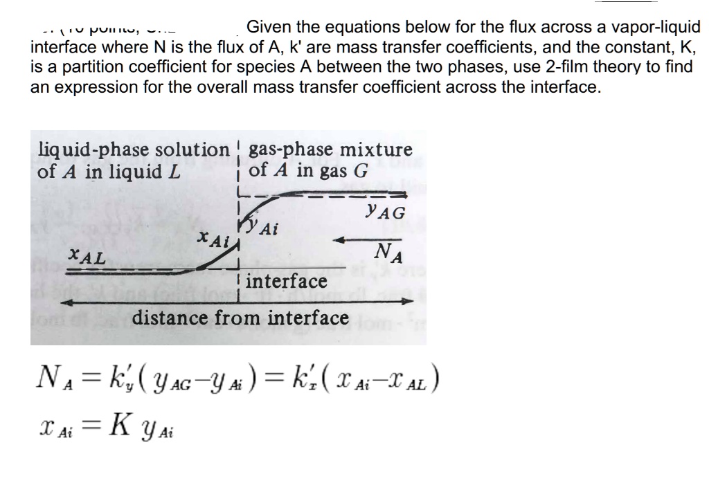 Given the equations below for the flux across a vapor-liquid...
