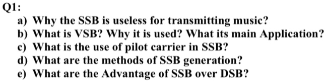 Why Ssb Is Creating In q1 a why the ssb is useless for transmitting music b what is vsb why it ...