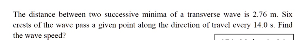 SOLVED: The Distance Between Two Successive Minima Of A Transverse Wave ...