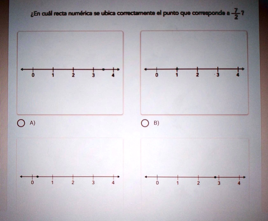 SOLVED: 1? ¿En cuál recta numérica se ubica correctamente el punto que
