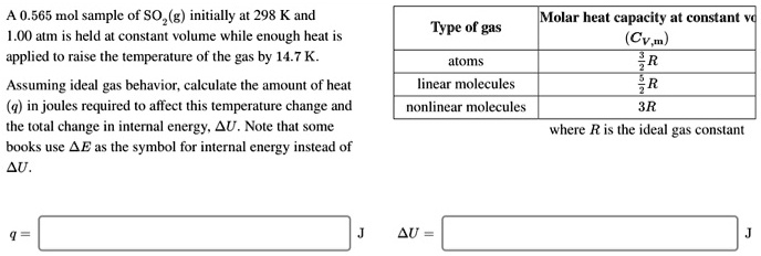 SOLVED: A 0.565 mol sample of SO2(g) is initially at 298 K and held at ...