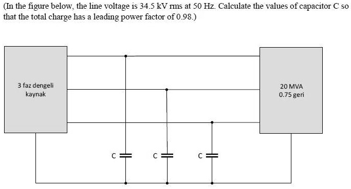 (In the figure below, the line voltage is 34.5 kV rms at 50 Hz ...
