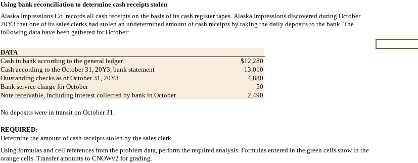 Using bank reconciliation to determine cash receipts stolen Alaska ...