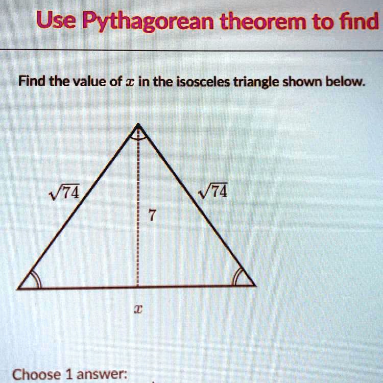 Solved Find The Value Of X In The Isosceles Triangle Shown Below