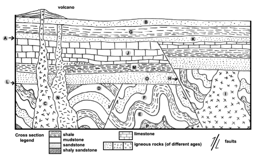 2 the diagram below is a cross section of a hypothetical area place the ...