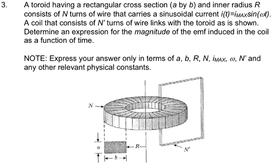 Solved A Toroid Having A Rectangular Cross Section A By B And Inner Radius R Consists Of N 4595