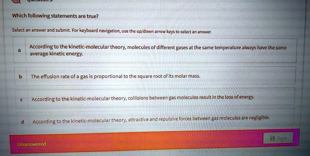 SOLVED Which following statements are true? Select an answer and submit For keyboard navigation