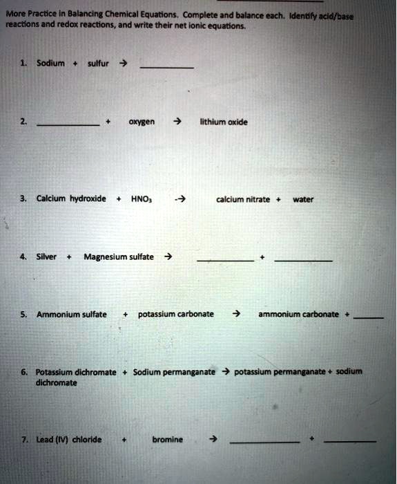 SOLVED More Precise In Balancing Chemical Equations. Complete and