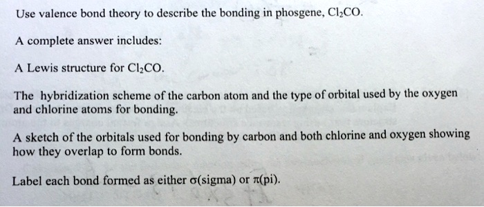 use valence bond theory to describe the bonding in phosgene clco ...
