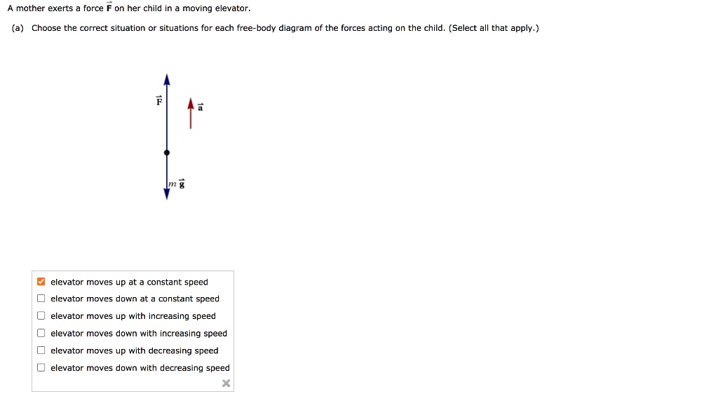 SOLVED Mother exerts force on her child in a moving elevator. (a