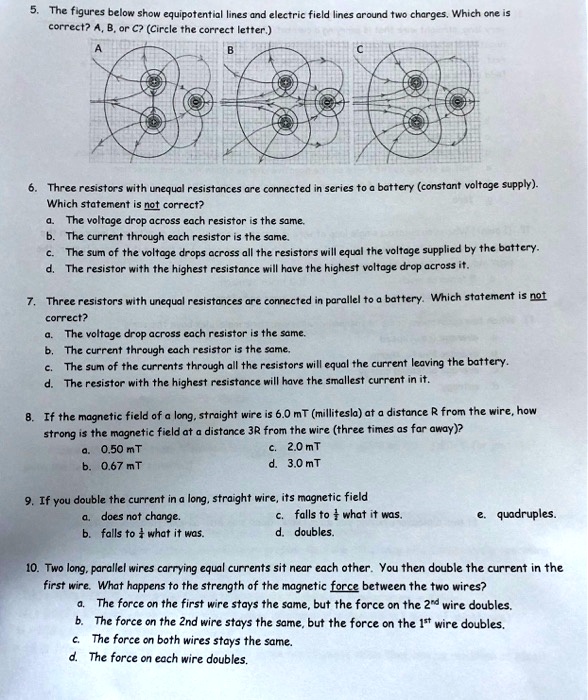 SOLVED The figures below show equipotential electric field lines