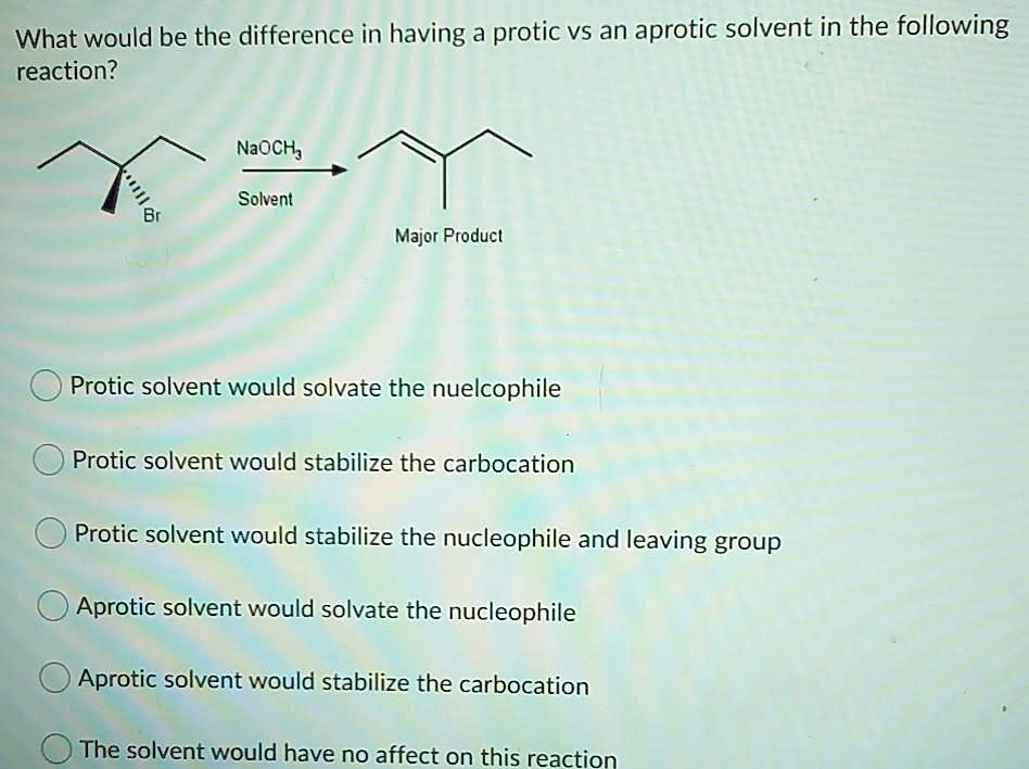 Solvedwhat Would Be The Difference In Having A Protic Vs An Aprotic Solvent In The Following 5075