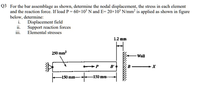 SOLVED: Q3 For the bar assemblage as shown; determine the nodal ...