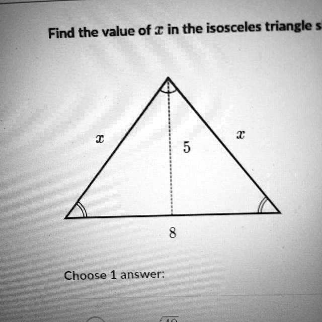 solved-find-the-value-of-x-shown-in-the-isosceles-triangle-shown