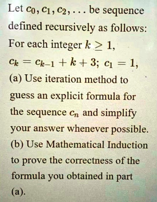 SOLVED: Let Co , C1, C2, be sequence defined recursively as follows ...