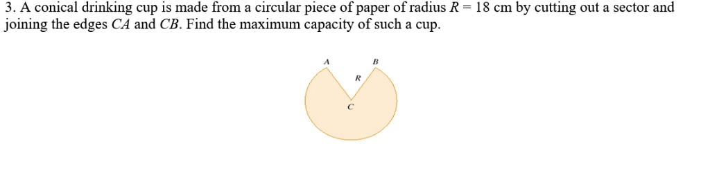 3. A conical drinking cup is made from a circular piece of paper of ...