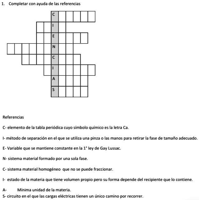 necesito completar esto para hoyayudaa completar con ayuda de las referencias referencias c elemento de la tabla periodica cuyo simbolo quimico es la letra ca 1 metodo de separacion en el qu 82416