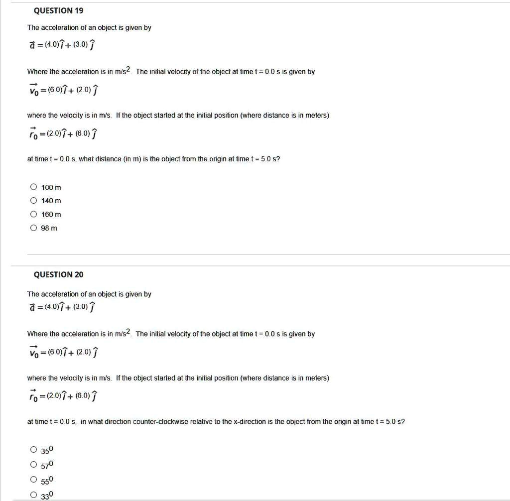 question19 the acceleration of an object is given by 4030 where the ...