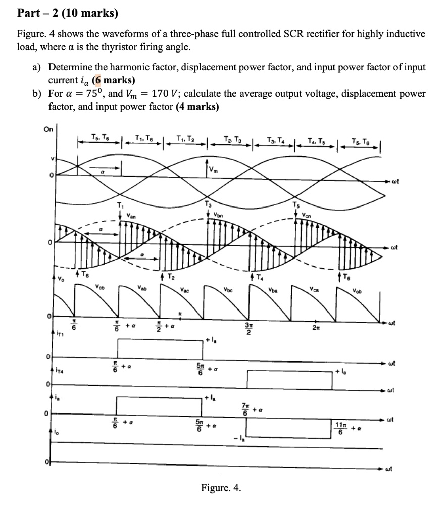 SOLVED: Part 2 (10 marks) Figure 4 shows the waveforms of a three-phase ...