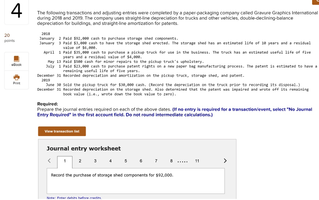 SOLVED 4 The following transactions and adjusting entries were