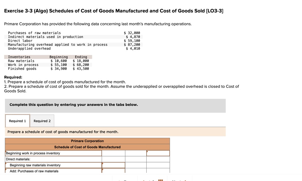 SOLVED Ending raw materials inventory Total raw materials available