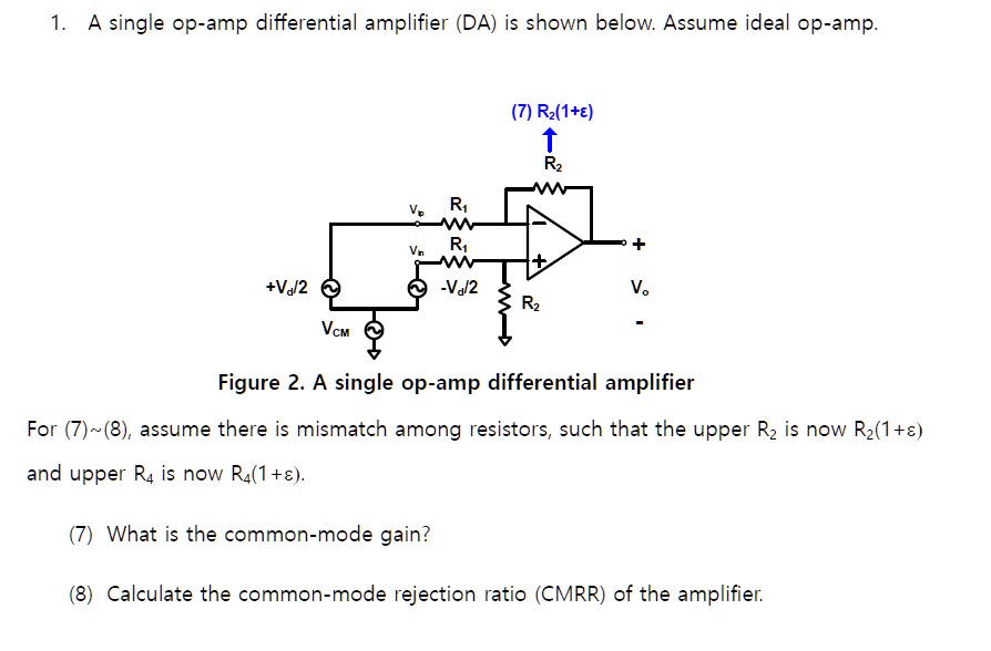 SOLVED Question from Circuits A single opamp differential amplifier