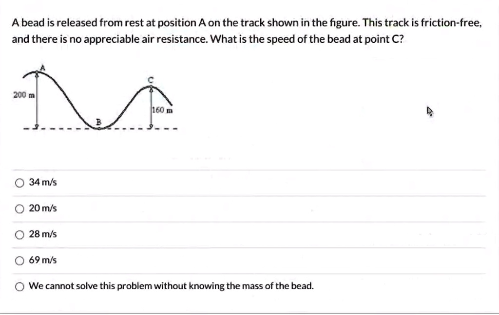Friction Bead Problem SOLVED: A bead is released from rest at position A on the track shown ...