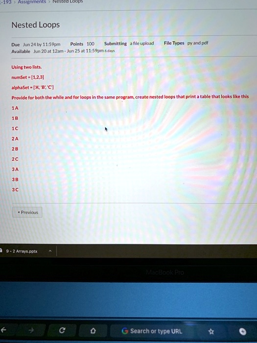 SOLVED: Title: Nested Loops Assignment - Creating a Table with Two ...