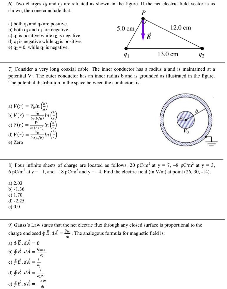 6) Two charges q and q2 are situated as shown in the … - SolvedLib