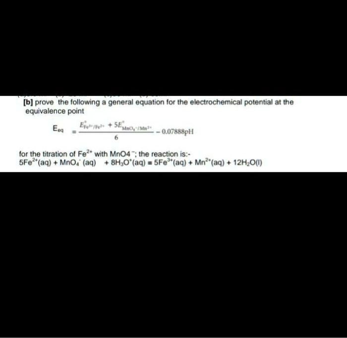 SOLVED Prove the following general equation for the electrochemical