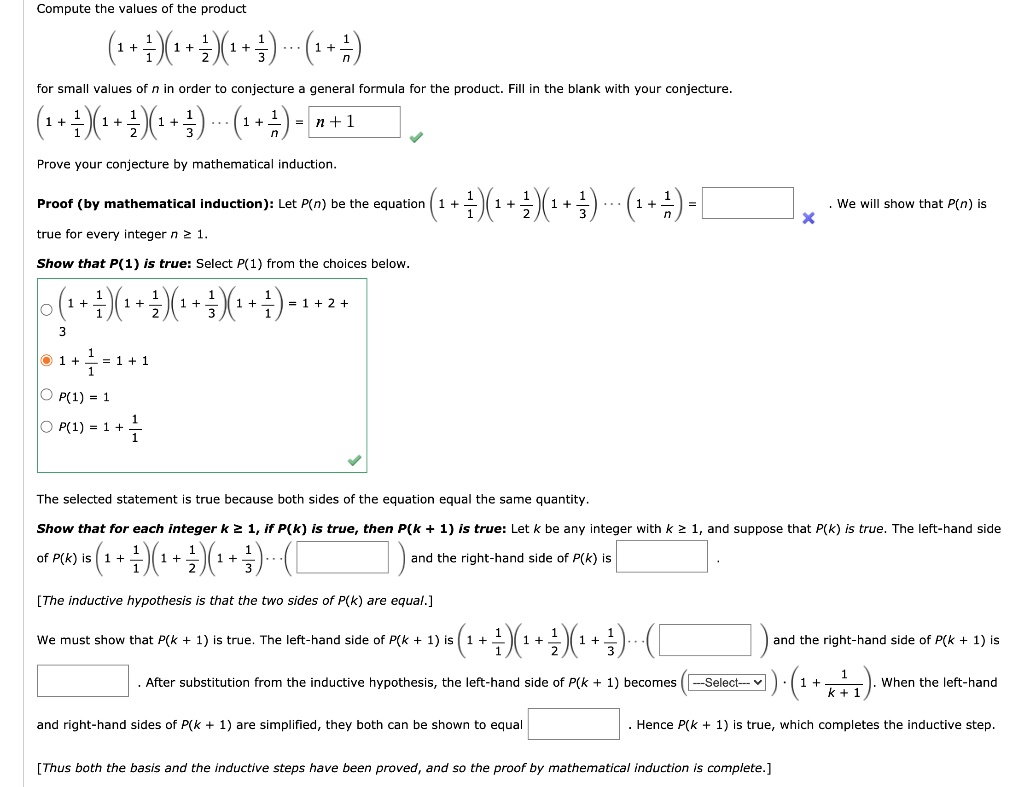 Solved Compute The Values Of The Product 1 491 471 4 1 4 For Small Values Of N In Order To Conjecture General Formula For The Product Fili In The Blank With Your Conjecture 1 4 1 2x1 4 1 4 N