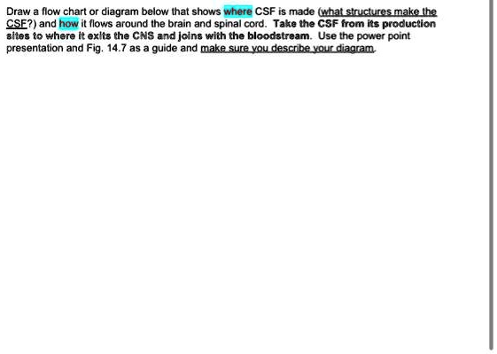 SOLVED: Draw a flow chart or diagram below that shows where CSF is made ...