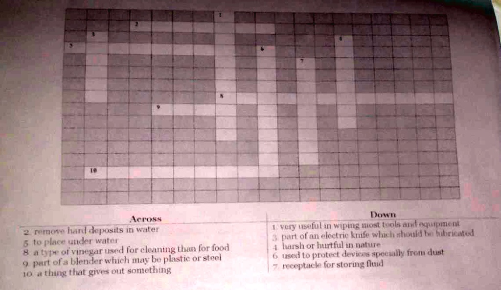 SOLVED: Help po please! - TLE 7 crossword puzzle Directions: Solve the  crossword puzzle. Use the given clues to arrive at the right answer. Across  2. More had deposits than water. (8