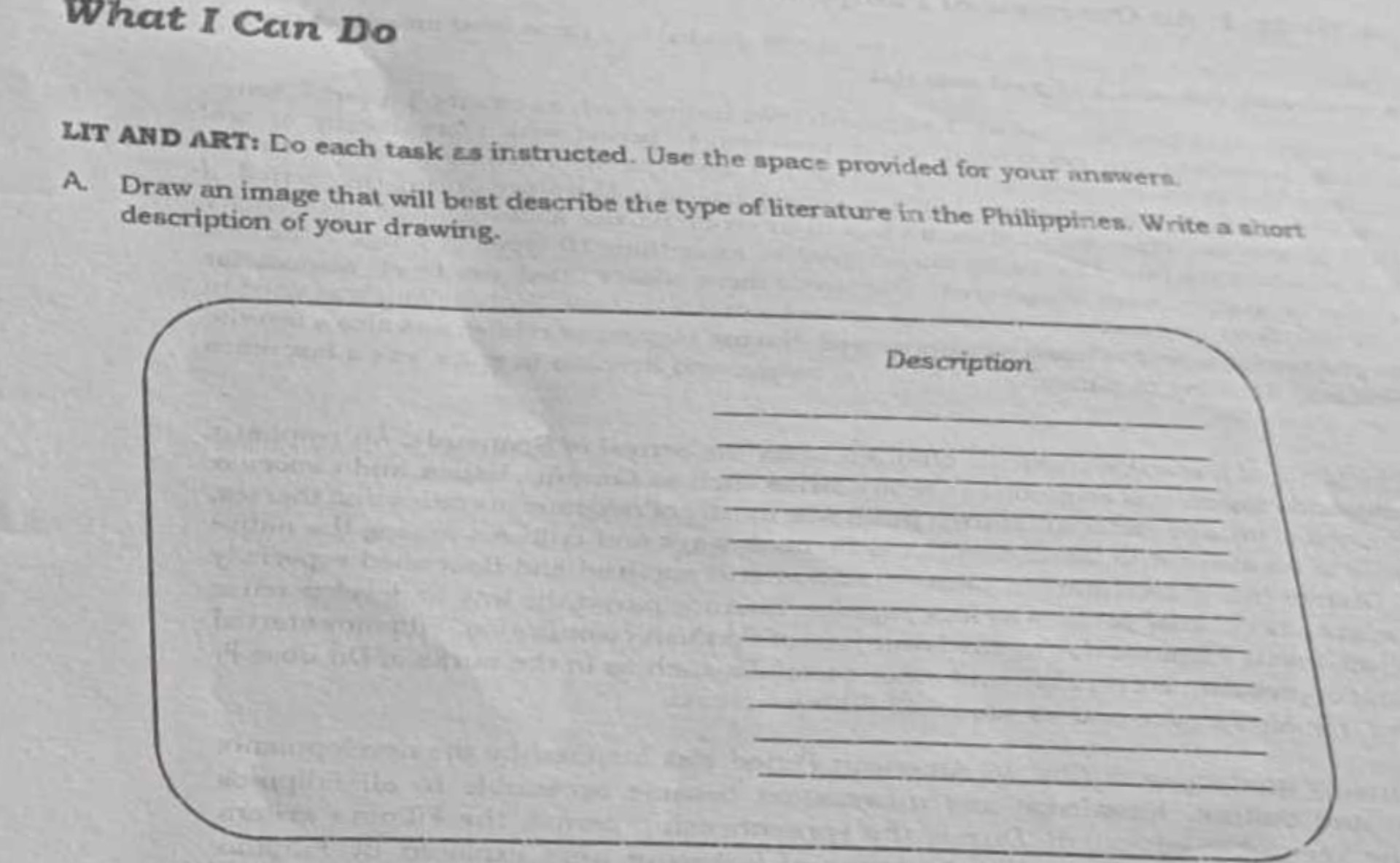 draw an image that will best describe the type of literature in the ...