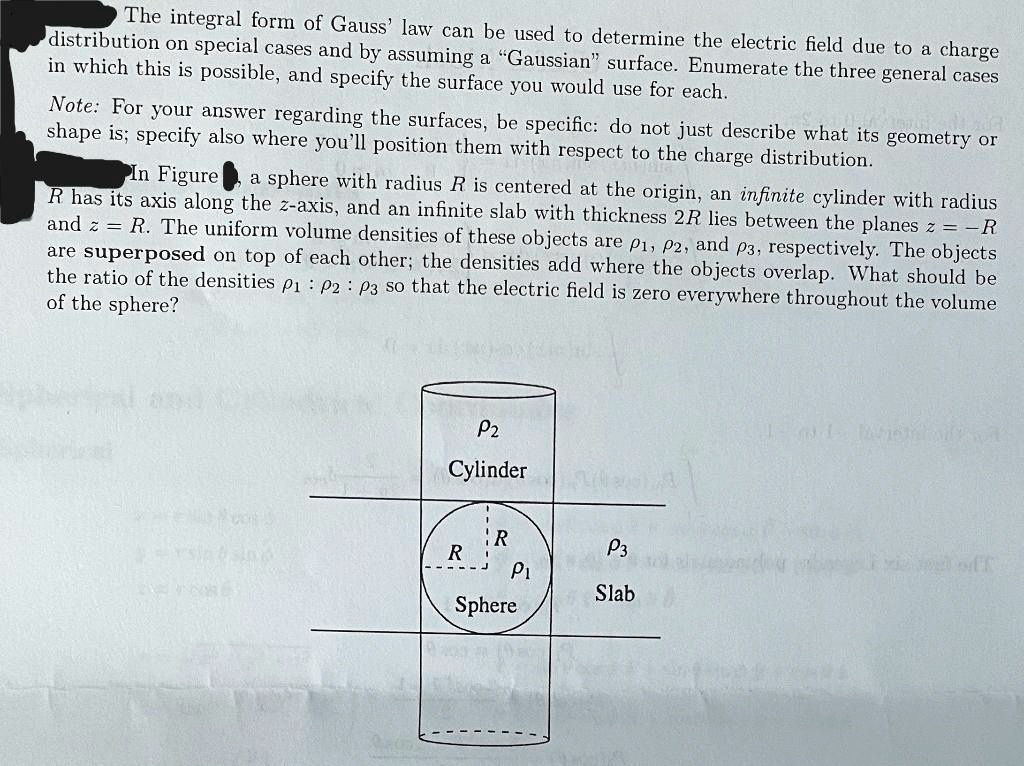 SOLVED: The integral form of Gauss' law can be used to determine the ...