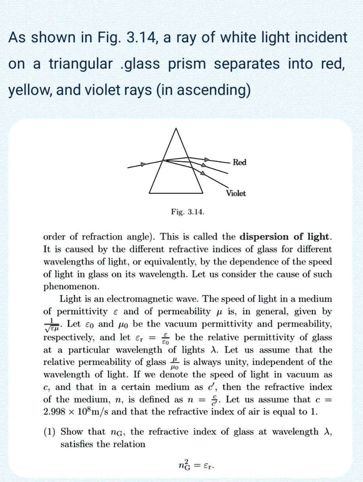 SOLVED As shown in Fig. 3.14, a ray of white light incident on a