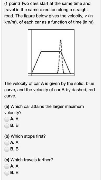 Point) Two Cars Start At The Same Time And Travel In The Same Direction ...