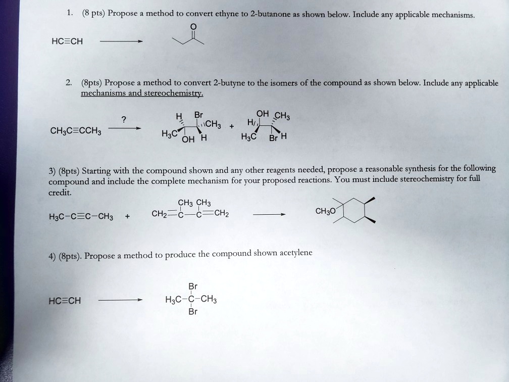 Solved Show How To Convert 1 Butyne To The Following Product Br