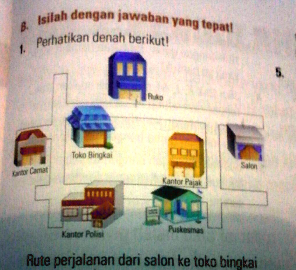 SOLVED: rute perjalanan dari salon ke toko bingkai adalah...tolong di ...