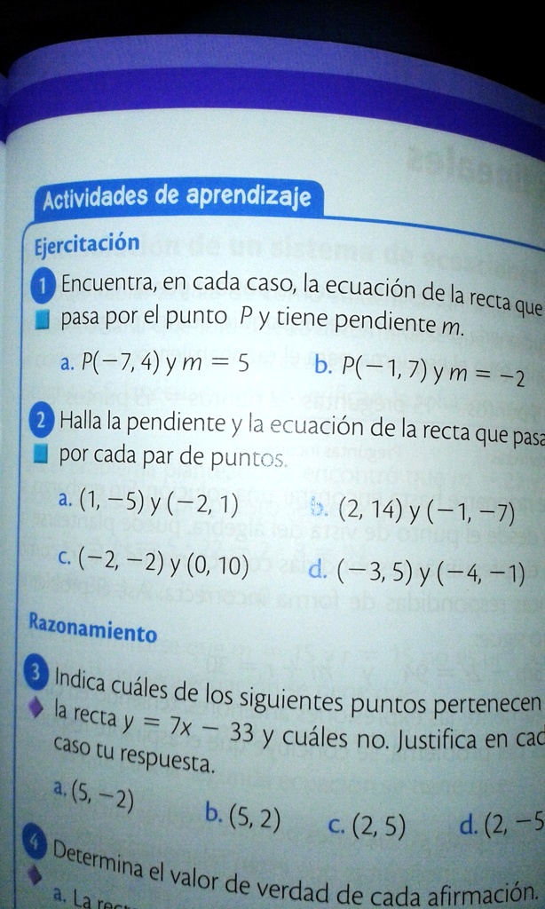 SOLVED: Ecuaciones De La Recta 1 Encuentra En Cada Caso La Ecuación De ...