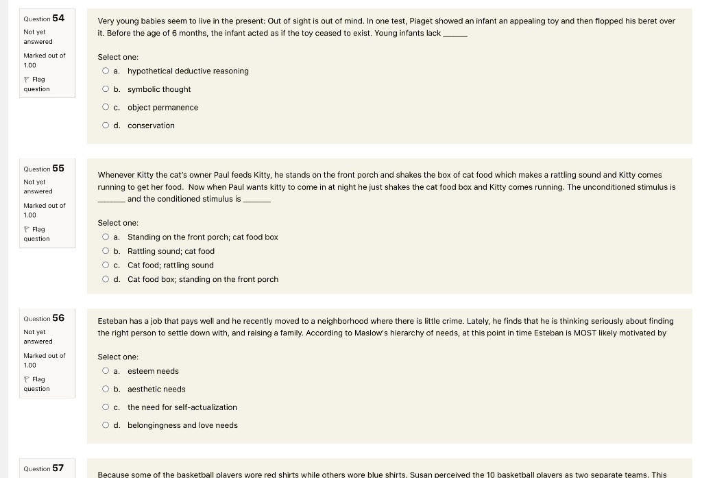 SOLVED Question 54 Not yet answered Marked out of 1.00 Very young