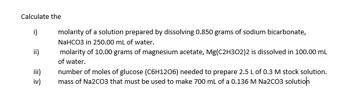 calculate the molarity of na2co3 solution prepared by dissolving