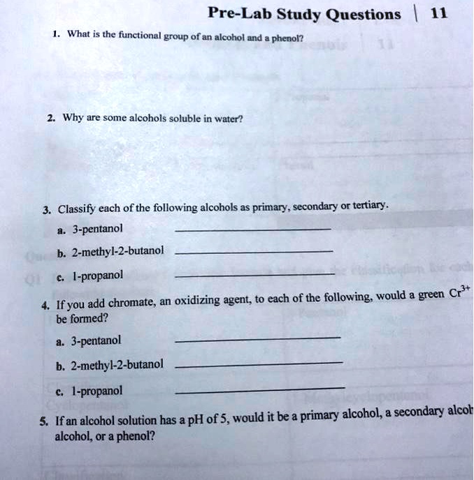 SOLVED PreLab Study Questions 1. What is the functional group of an