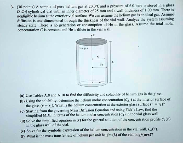 SOLVED 3.30 pointsA sample of pure helium gas at 20.0C and a pressure of 6.0 bars is stored in