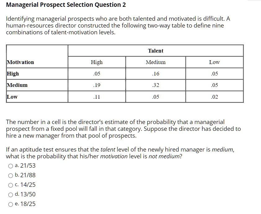 Managerial Prospect Selection Question 2 Identifying managerial