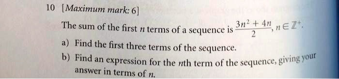 10 Maximum Mark 6 The Sum Of The First 3n An N Te Itprospt 10 Maximum Mark 6 The Sum Of The First 3n An N Te Itprospt