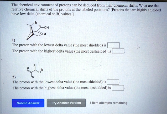 the chemical environment of protons can be deduced from their chemical