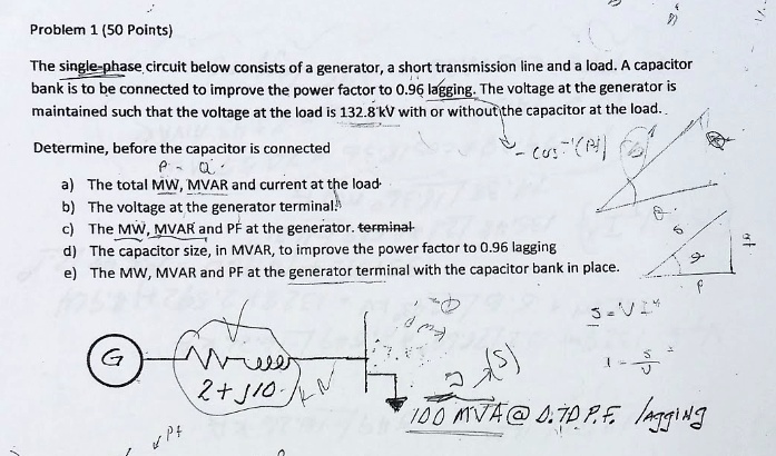 SOLVED: Problem 1 (50 Points) The single-phase circuit below consists ...